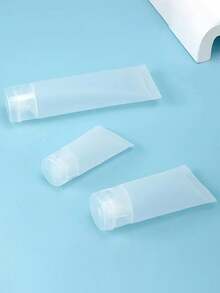 3pcs Empty Refillable Cosmetic Soft Tube Vial Bottles With Flip Cover Makeup Travel Sample Packing Storage Holder Container For Toothpaste Shampoo Facial Cleanser Body Lotion - White - View 2