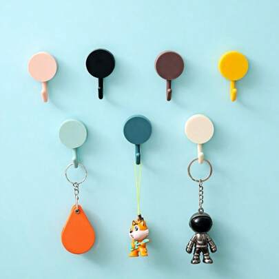 1 pieza/2 piezas/10 piezas/30 piezas Ganchos adhesivos para colgar en la pared, sin necesidad de taladrar, adecuados para colgar llaves, ropa, bolsas, toallas y talla grande accesorios de organización del hogar, ganchos adhesivos para cocina y baño, colores aleatorios (rosa, amarillo, negro, blanco, verde claro, verde oscuro, caqui), regalos de Halloween, Acción de Gracias, Navidad