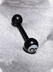 1 pieza Elegante y personalizado creativo Bola Ocho Negra Electropated Barra Recta Barbell piercing para lengua para fiestas de mujeres