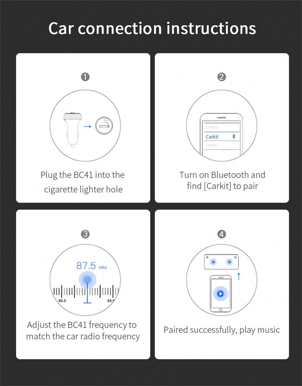 Bluetooth Lossless Music & Seven-Color Light Car Charger Intelligent Quick Charge_voghion.com