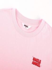 Annil Maglietta a maniche corte a maglia con collo rotondo e stampa a lettere, estiva, nuova, casual e versatile per ragazze adolescenti - Rosa - Visualizzare 6