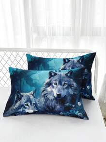 3pcs Wolf Animal Print Bedding Set (1 Duvet Cover Without Comforter Insert + 2 Pillowcases Without Pillow Insert), High-Definition Print, Suitable For Home And Dorm Use - Multicolor - View 9