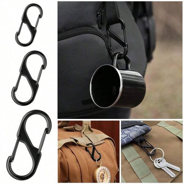 20 PCS S Carabiner Clip Zinc Alloy Snap Hook,S Shaped Dual Opening Carabiner Keychain Clips, Replacement Zipper Pull Locks For Camping Traveling Fishing Outdoor Sports Camping Stuff