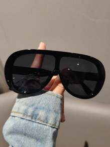 1pc Women Oversized Fashionable Visor Fashion Glasses, Suitable For Summer Vacation, Boho Style In Black, Beige, Tortoiseshell, Yellow, Transparent, Tea Color, White, Vintage Minimalist Design For Commuting And Holidays, All Season For Summer Beach Vacation,Outdoor,Travel - 彩色 - 查看 13