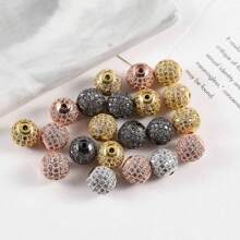 Lote de 3 piezas de bolas redondas de moda de color con cuentas de CZ, metal de latón, micro pavé de cristal de circonia cúbica, cuentas con espacios para hacer pulseras, accesorios de bricolaje de joyería 4/6/8/10/12mm