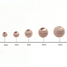 Lote de 3 piezas de bolas redondas de moda de color con cuentas de CZ, metal de latón, micro pavé de cristal de circonia cúbica, cuentas con espacios para hacer pulseras, accesorios de bricolaje de joyería 4/6/8/10/12mm