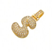 1入鑲嵌泡泡字母金鍍吊墜項鍊,26個字母供男女日常佩戴