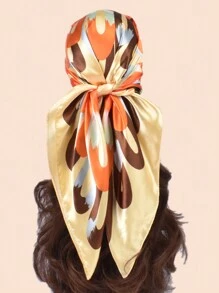 YWQLWJ 1入2024春季新款頭巾，優雅花卉印花絲綢圍巾頭巾，90cm方形圍巾頭巾，適用於打造時尚形象的髮帶及頭飾 - 彩色 - 查看 12