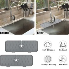 1 alfombrilla de drenaje de silicona/protector contra salpicaduras de grifo/organizador de herramientas de limpieza para fregaderos de cocina y baño