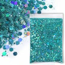 50克全息混合六边形粗粒银色亮片美甲亮片，0.2毫米/1毫米/3毫米激光闪亮薄片，美甲装饰 - 彩色 - 查看 12