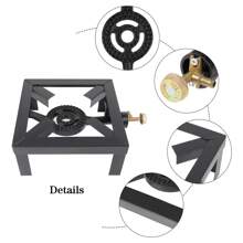 Heavy Duty Camping Stove Single/Double Burner Cast Iron Propane Gas LPG Outdoor BBQ Cooker - 黑色 - 查看 7