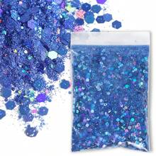 50克全息混合六边形粗粒银色亮片美甲亮片，0.2毫米/1毫米/3毫米激光闪亮薄片，美甲装饰 - 彩色 - 查看 9