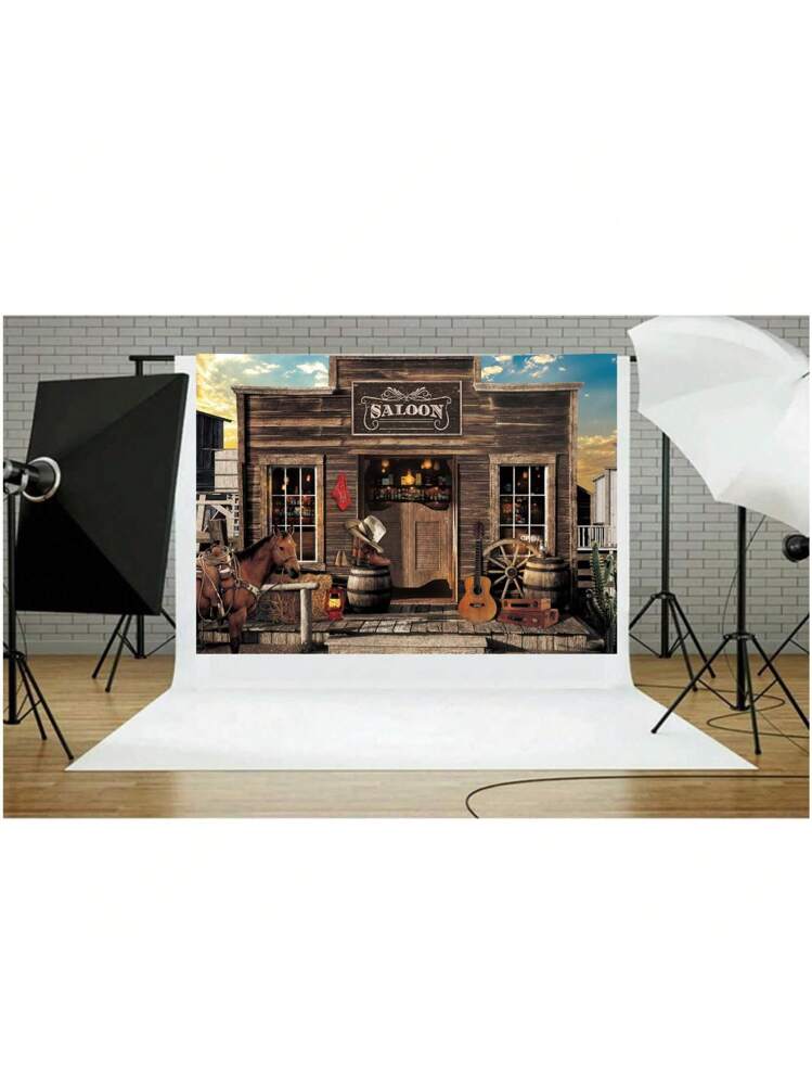 TTQYFNM 10x6.5ft Wild West Saloon Backdrop Old Western House Shabby Interior Bar - View #2