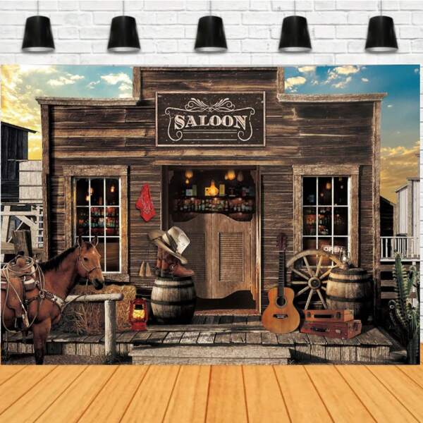 Western Saloon Cowboy Backdrop Country Vintage Bar Wild West Ranch Texas Horse Barn Door Cowgirl Shower Birthday Photography Background Photo Shoot Decor Props Decoration,Christmas