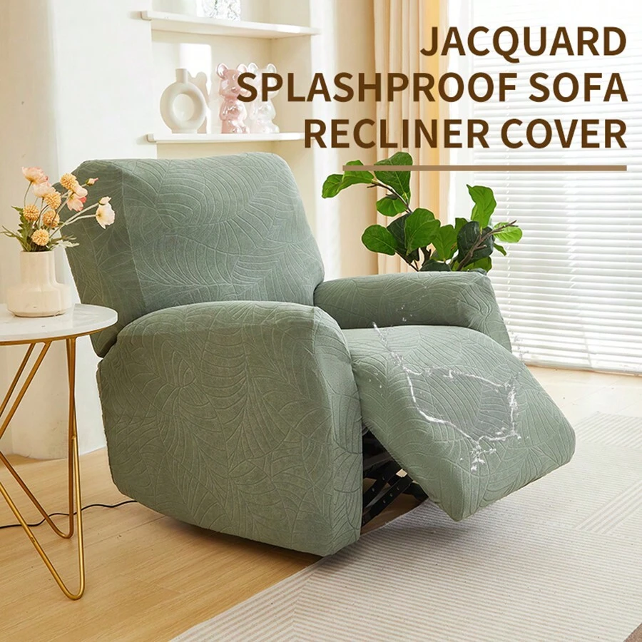 4pcs/6pcs/8pcs Water-Resistant Embossed Big Tree Leaf Pattern Sofa Chair Cover, High Elasticity Sofa Slipcover, Stain And Scratch Resistant, All Seasons General, Decorative For Living Room Furniture - Green - View 1