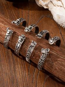 1 pieza Brazalete de metal con diseño de bota vaquera de estilo occidental con cabeza de vaca de cuernos largos y sombrero de vaquero