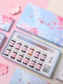 Neues Set für romantischen Glasfeder-Tintenstift, mehrteiliges Set in Geschenkbox, Farbverlauf Set, ideal für Geburtstagsgeschenke für Freunde und Klassenkameraden zum Schulanfang Saison