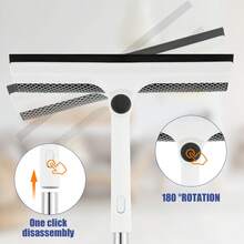 53 Inch Window Cleaner Squeegee 2-In-1 Squeegee And Scrubber With Extendable 3 Section Poles 180-Degree Rotatable Window Cleaning Tool Floor Wiper For Home Shower Glass Door Mirror Car Windshield - White - View 4