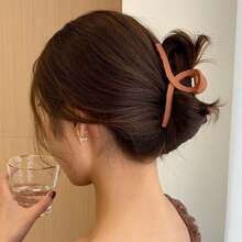 1 件装复古哑光发夹，适合女士，可爱高马尾发饰，亚克力材质发夹发爪夹发夹 - 黑色 - 查看 3