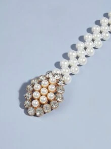 Elegant Pearl Elastic Waist Chain, Fashionable Women's Dress Decorative Belt, Stretchy Waist Band, Versatile Simple Design