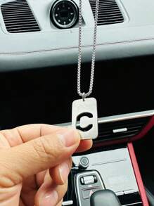 1入金屬字母汽車吊飾，車後視鏡掛飾 - 銀色 - 查看 4