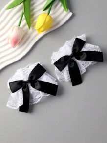 6/5/1 Pair/1pc Women's Bow Lace Fake Sleeves, (Polyester) Polyester Material Lolita Costume, Photography, Wrist Accessory, Short Sleeve, Multi-Piece Set Performance Party Costume Accessory, Hand Decoration - Multicolor - View 5