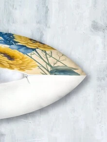 4 Stücke/Set gelbe Blumen blaue Blattmuster Multi-Größen Kissenbezüge, waschbar für Innen- und Außendekoration, Schlafzimmer, Sofa- und Sesselbezüge, Frühlings- und Sommermuttertags-Hochzeits-Geburtstagsfeier-Zubehör, Festival-Digital Muster-mode-einfache Bürodekoration kissenbezug, Textil dekorative auto geschenke bedruckte dekorative kissen werfen, bettkopfkissen, sofa kissenbezug für zuhause & büro, auto kopfstütze kissenbezug