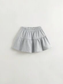 MARC&JANIE 2pcs Young Girl Campus Style Quick-Dry Contrast-Color Letter Polo Collar Short Sleeve T-Shirt And Skirt Set, Summer - Grey - View 8