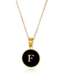 優雅精美的O形鍊環26個字母項鍊吊墜，金色簡約項鍊，適合作為女孩的節日生日禮物，不鏽鋼珠寶