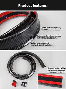 1 件通用型碳纤维汽车后扰流板，无需钻孔，碳纤维纹理翼型 - 黑色 - 查看 4