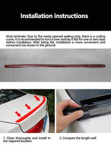 1 件通用型碳纤维汽车后扰流板，无需钻孔，碳纤维纹理翼型 - 黑色 - 查看 5