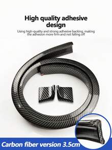 1 件通用型碳纤维汽车后扰流板，无需钻孔，碳纤维纹理翼型 - 黑色 - 查看 2