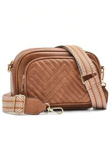 Túi đeo chéo đa năng cổ điển và thời trang, túi đeo vai có dây đeo vai có thể điều chỉnh, túi vuông nhỏ hai lớp có dây đeo rộng đơn giản và cực kỳ bắt mắt, thích hợp cho các chuyến công tác, đi làm, đi làm và đi mua sắm. - Xem 1