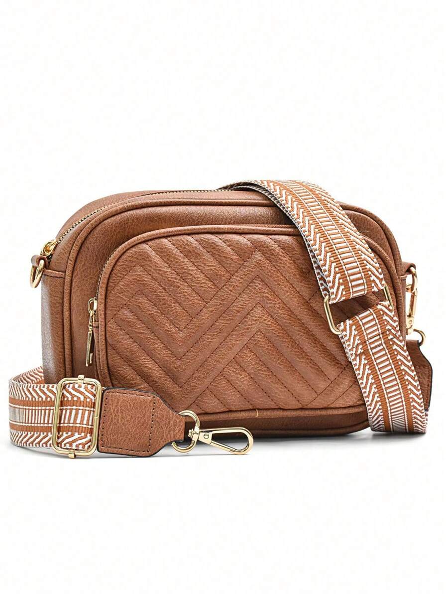 Túi đeo chéo đa năng cổ điển và thời trang, túi đeo vai có dây đeo vai có thể điều chỉnh, túi vuông nhỏ hai lớp có dây đeo rộng đơn giản và cực kỳ bắt mắt, thích hợp cho các chuyến công tác, đi làm, đi làm và đi mua sắm. - Xem 1