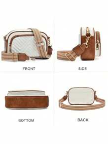 Túi đeo chéo đa năng cổ điển và thời trang, túi đeo vai có dây đeo vai có thể điều chỉnh, túi vuông nhỏ hai lớp có dây đeo rộng đơn giản và cực kỳ bắt mắt, thích hợp cho các chuyến công tác, đi làm, đi làm và đi mua sắm. - Xem 3