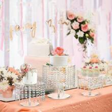 1 Piece Or 1 Set Acrylic Cake Stand, Round Cupcake Stands, Clear Dessert Display, Afternoon Tea Cup Cakes With Crystal Chandelier For Weddings Birthday Party Baby Shower Dinner Table Decor (DIY Requires Self Installation And Easy Operation, The Specific Quantity Of Accessories Is Indicated In The SKU Diagram)Christmas Gift