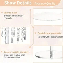1 Piece Or 1 Set Acrylic Cake Stand, Round Cupcake Stands, Clear Dessert Display, Afternoon Tea Cup Cakes With Crystal Chandelier For Weddings Birthday Party Baby Shower Dinner Table Decor (DIY Requires Self Installation And Easy Operation, The Specific Quantity Of Accessories Is Indicated In The SKU Diagram)Christmas Gift