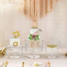 1 Piece Or 1 Set Acrylic Cake Stand, Round Cupcake Stands, Clear Dessert Display, Afternoon Tea Cup Cakes With Crystal Chandelier For Weddings Birthday Party Baby Shower Dinner Table Decor (DIY Requires Self Installation And Easy Operation, The Specific Quantity Of Accessories Is Indicated In The SKU Diagram)Christmas Gift