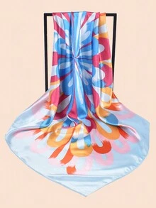 YWQLWJ 1入2024春季新款頭巾，優雅花卉印花絲綢圍巾頭巾，90cm方形圍巾頭巾，適用於打造時尚形象的髮帶及頭飾 - 彩色 - 查看 14