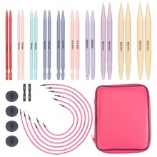 10 Size ABS Plastic Interchangeable Knitting Needle Set Circular Knitting Needles Set -  Pu Bag - Random Color - View 1