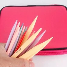 10 Size ABS Plastic Interchangeable Knitting Needle Set Circular Knitting Needles Set -  Pu Bag - Random Color - View 4