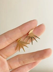 CHOSHILAR 1 对复古优雅枫叶和折扇形耳环，百搭金色耳环，适合所有季节的女性 - 金黃色 - 查看 3