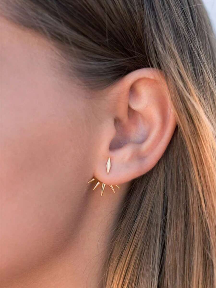 CHOSHILAR 1 对复古优雅枫叶和折扇形耳环，百搭金色耳环，适合所有季节的女性