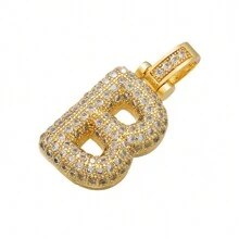 1入鑲嵌泡泡字母金鍍吊墜項鍊,26個字母供男女日常佩戴