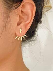 CHOSHILAR 1 对复古优雅枫叶和折扇形耳环，百搭金色耳环，适合所有季节的女性 - 金黃色 - 查看 5