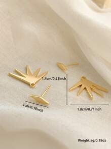 CHOSHILAR 1 对复古优雅枫叶和折扇形耳环，百搭金色耳环，适合所有季节的女性 - 金黃色 - 查看 7