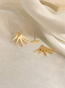 CHOSHILAR 1 对复古优雅枫叶和折扇形耳环，百搭金色耳环，适合所有季节的女性 - 金黃色 - 查看 6