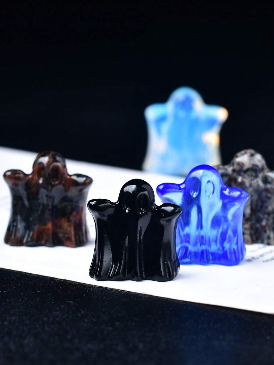 3cm/1.18in Natural Crystal Carved Ghost, Healing Stone Gift For Home Decor, Holiday Gift, Meditation Ornament