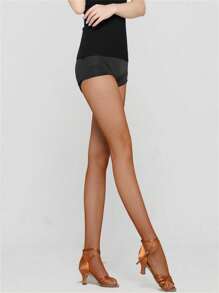 New Professional Hard Mesh Solid Latin Dance Fishnet Stockings Competition Special Pantyhose Sole Non Slip Bone Line Oxford Tights - Camel - View 2