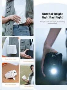 ViSSKO 1入組可充電3600mAh腰掛式迷你風扇DQ230，5檔風速調節。可腰掛或擺放在桌上，配備手電筒方便實用。適合戶外活動攜帶。 - 彩色 - 查看 7